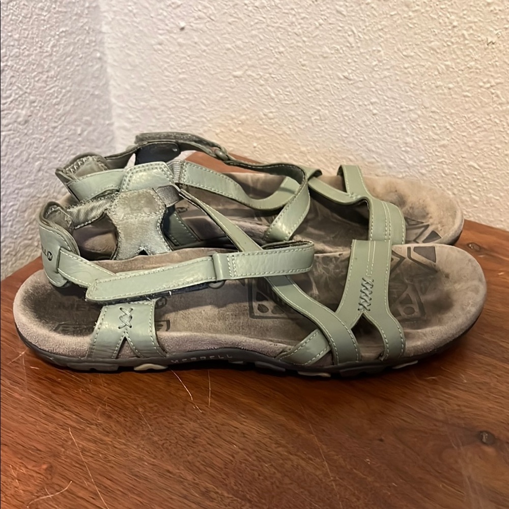 Merrell Women's Size‎ 9 Blue Dove Strappy Slingback Leather Sandals Green